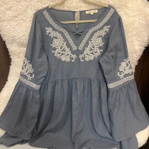 Indigo Soul embroidered tunic style blouse